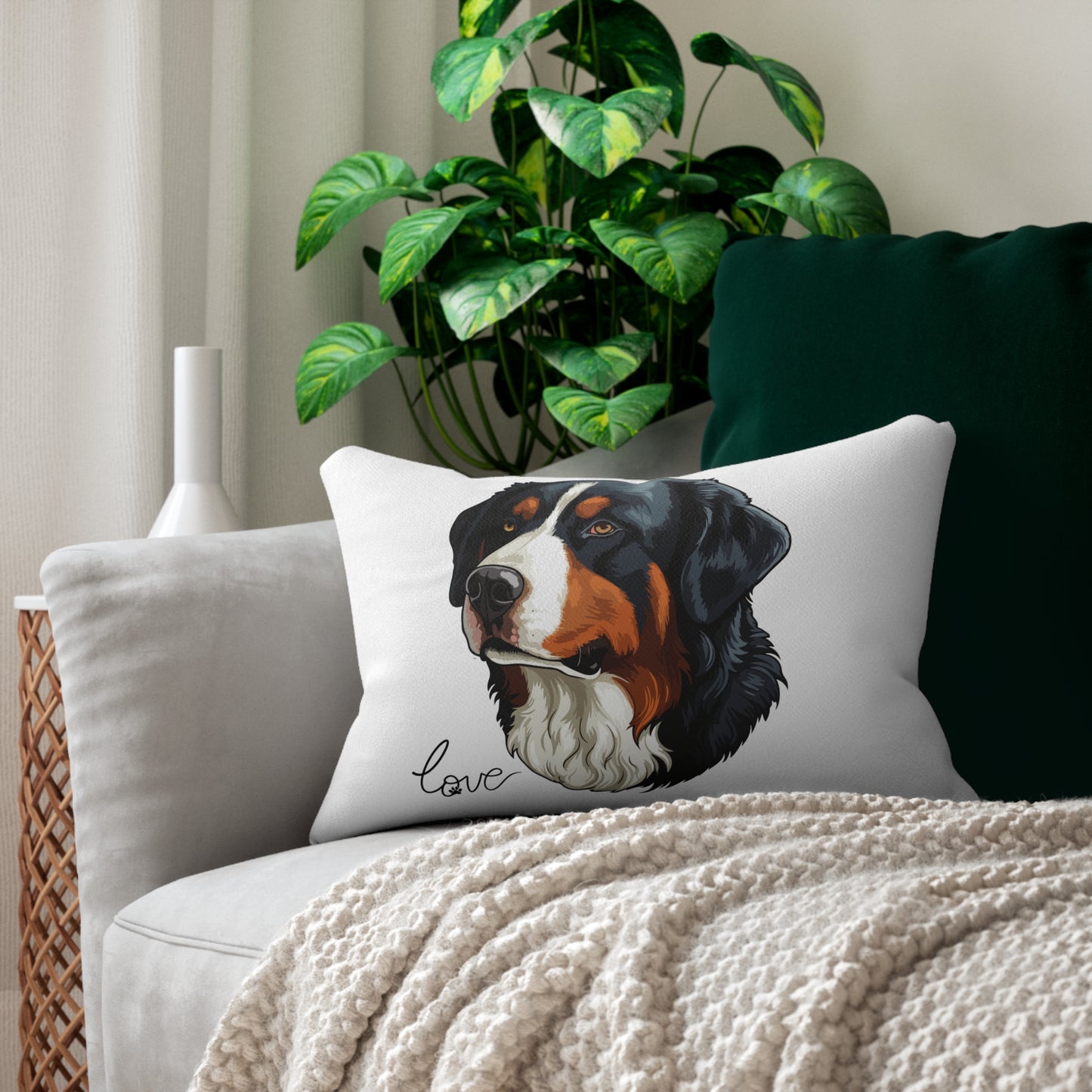 Bernese Mountain Dog Lover 20x14 Lumbar Pillow (Free Shipping)