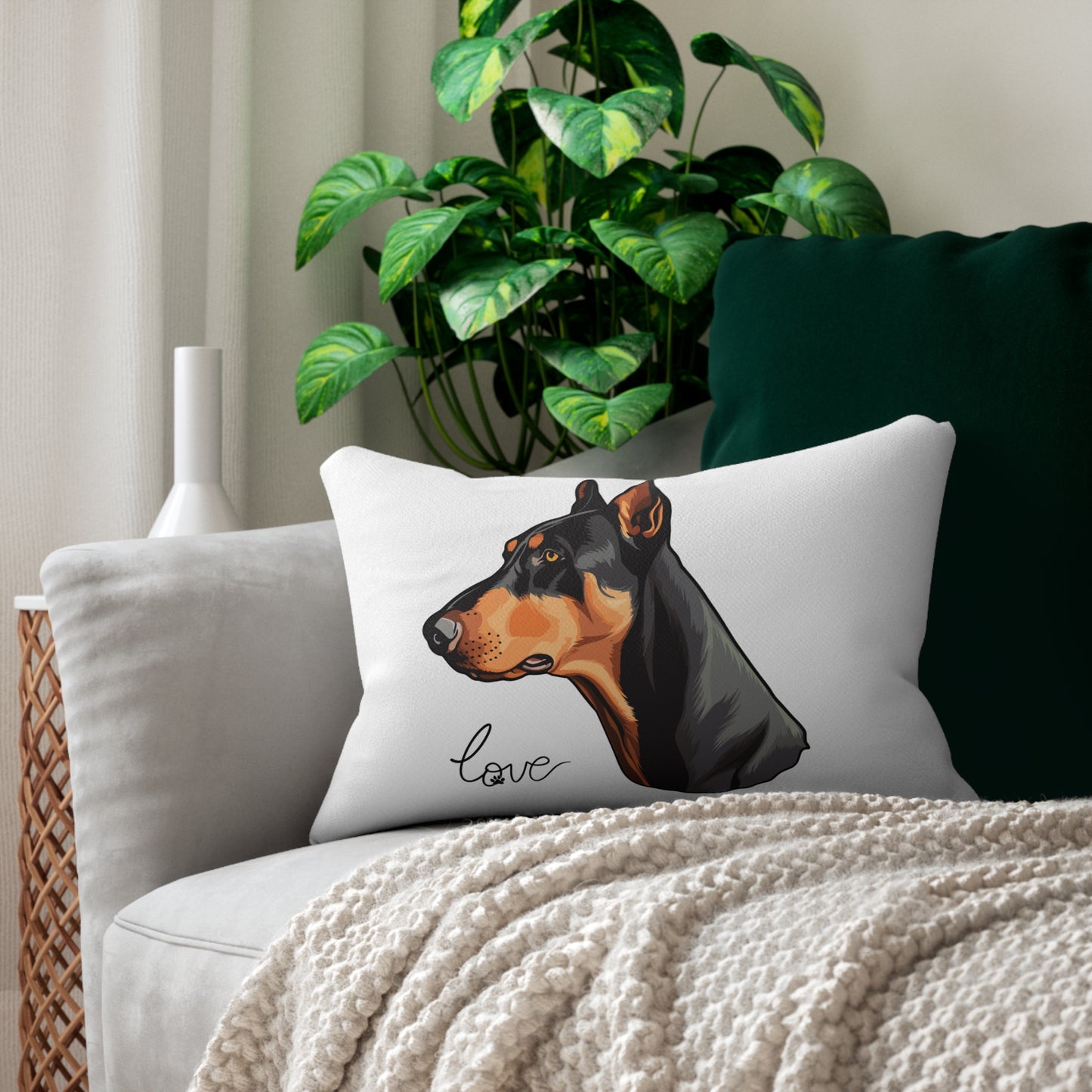 Doberman Lover 20x14 Lumbar Pillow (Free Shipping)