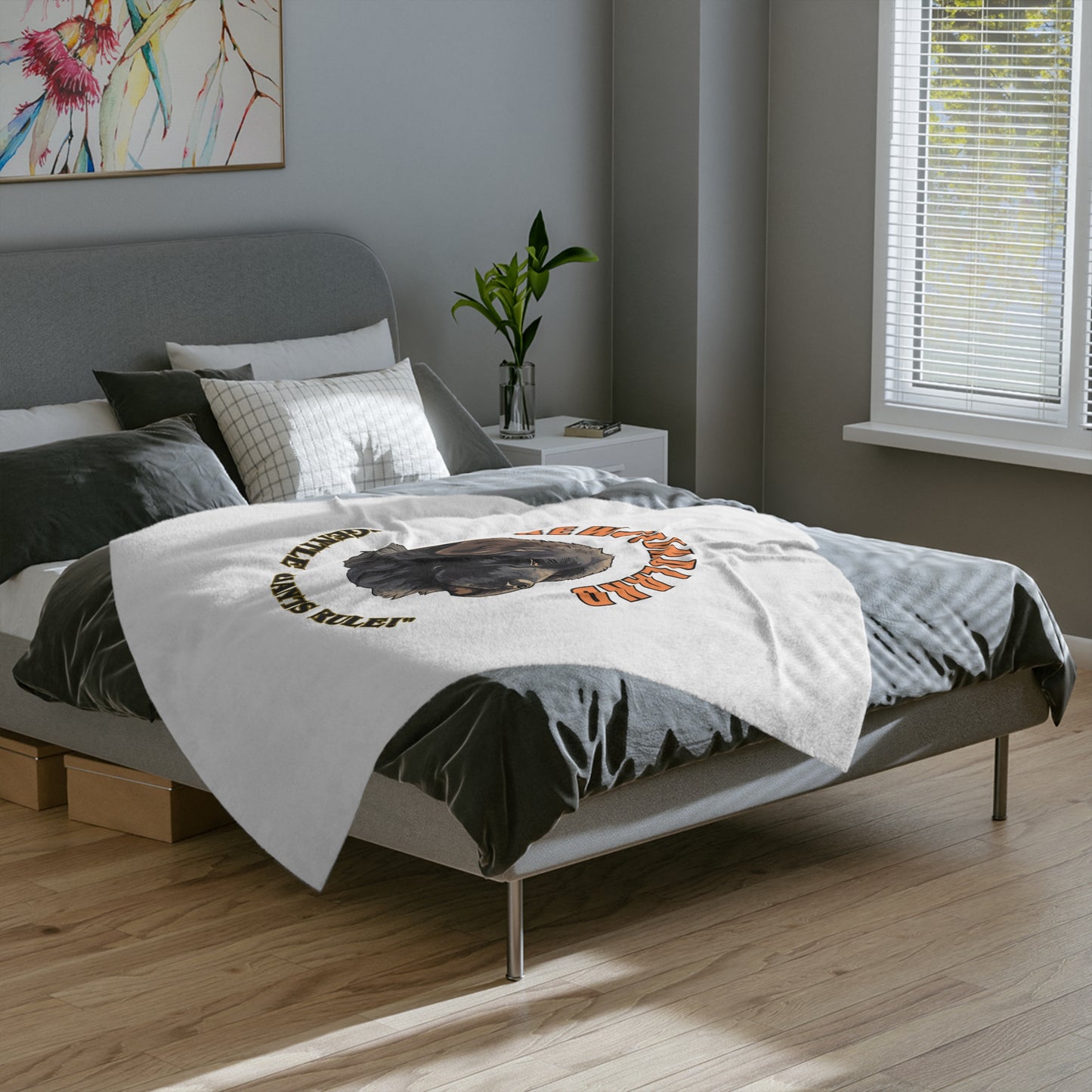 "Newfoundland....Gentle Giants Rule!" Newfoundland lover Velveteen Microfiber Blanket (Free Shipping)