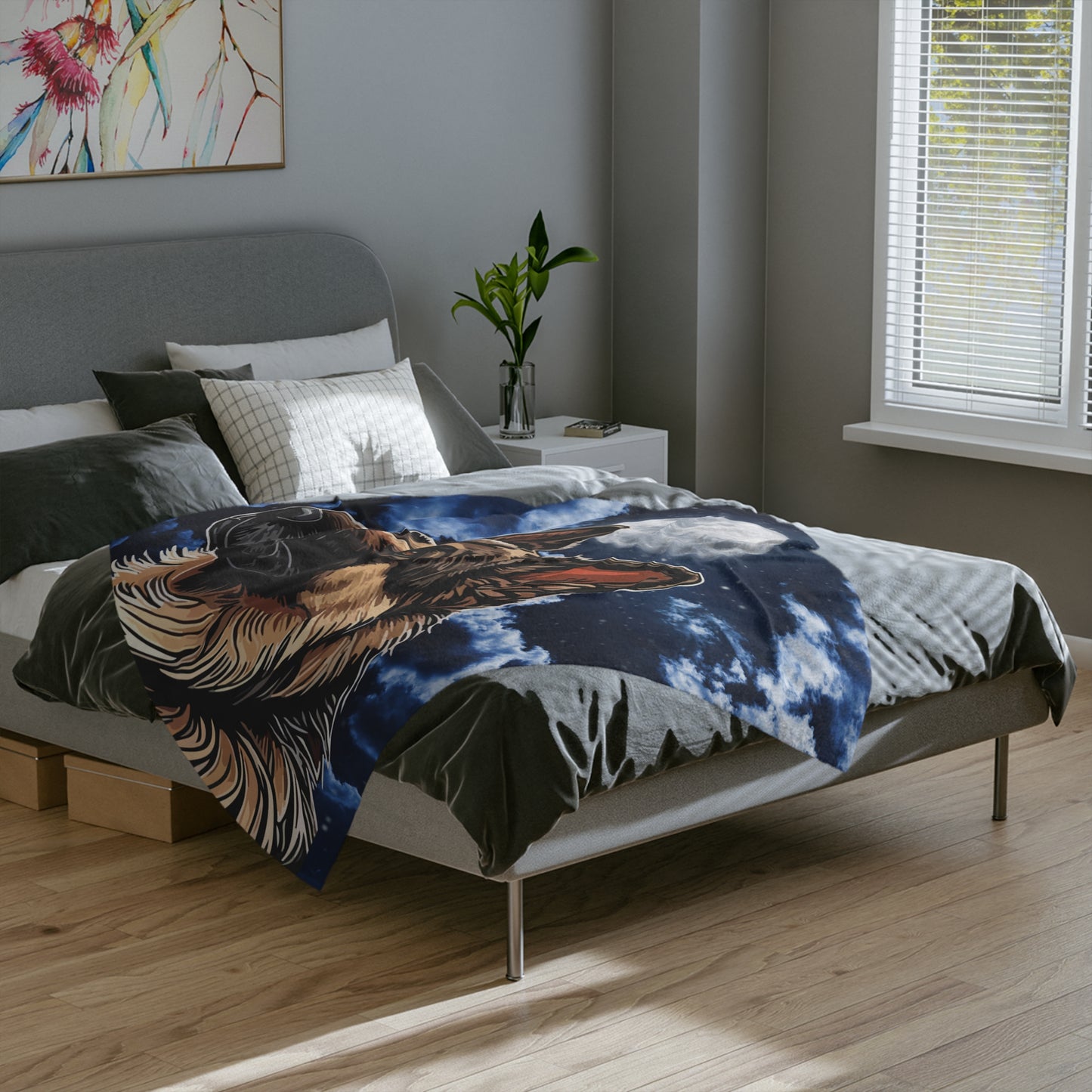 German Sheperd Night Sky Velveteen Microfiber Blanket (Free Shipping)
