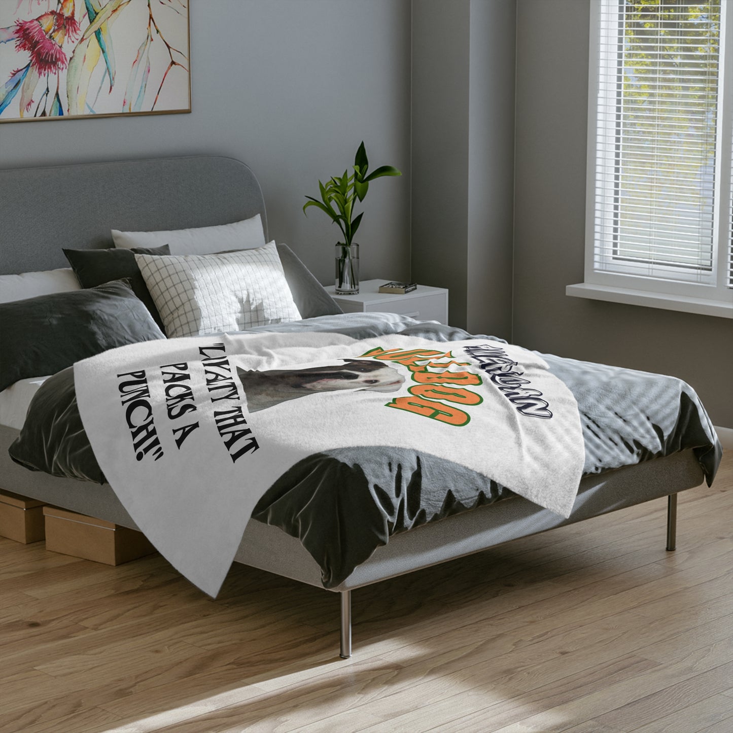 "American Bulldog Lover Blanket "Loyalty That Packs A Punch!" American Bulldog Lover Velveteen Microfiber Blanket (Free Shipping)