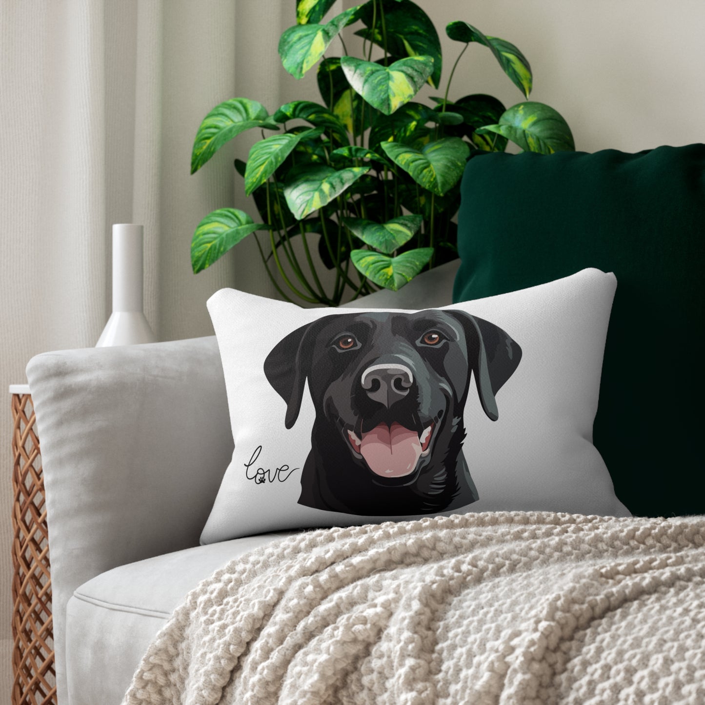 Black Lab Lover 20x14 Lumbar Pillow (Free Shipping)