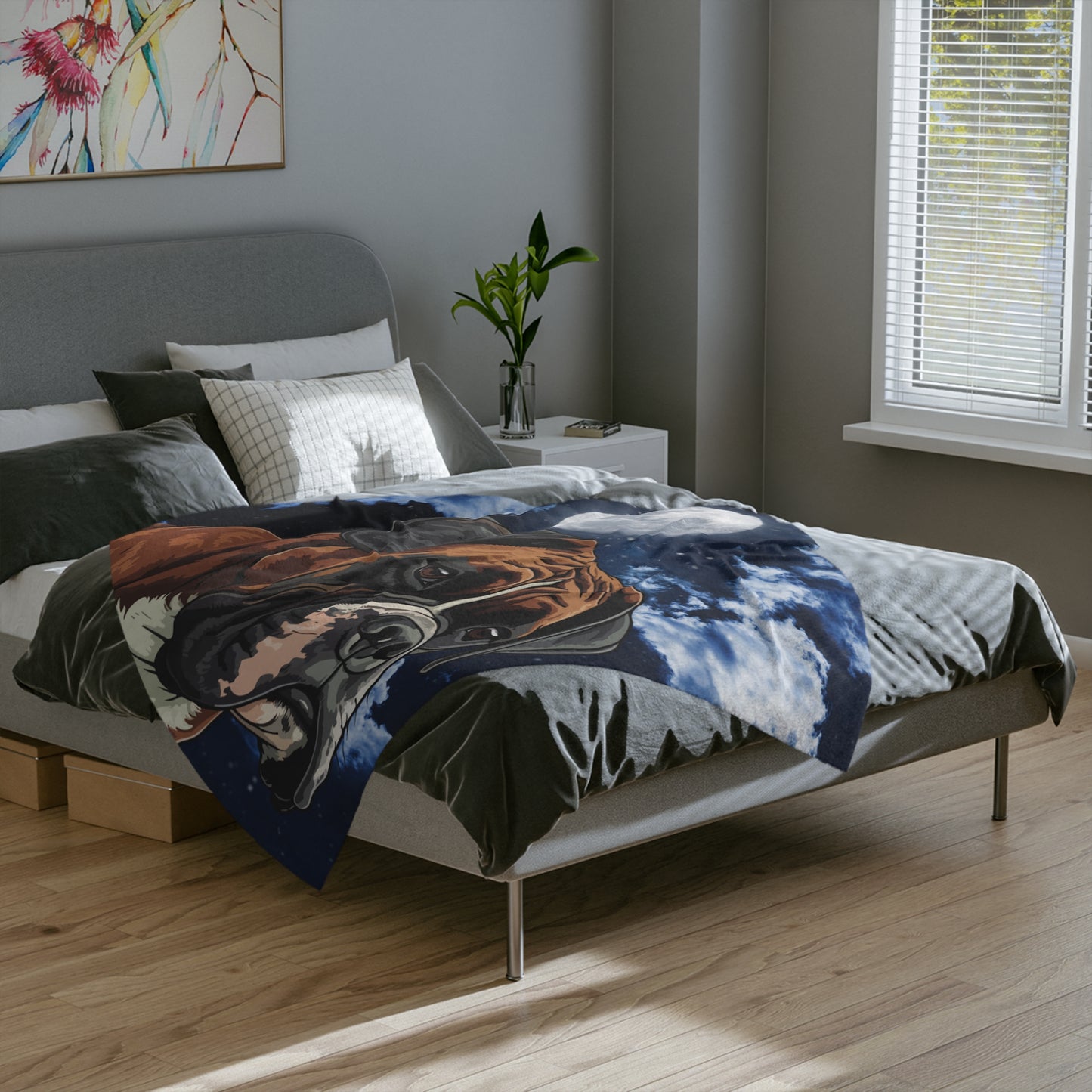 Boxer Dog Lover Velveteen Microfiber Blanket (Free Shipping)
