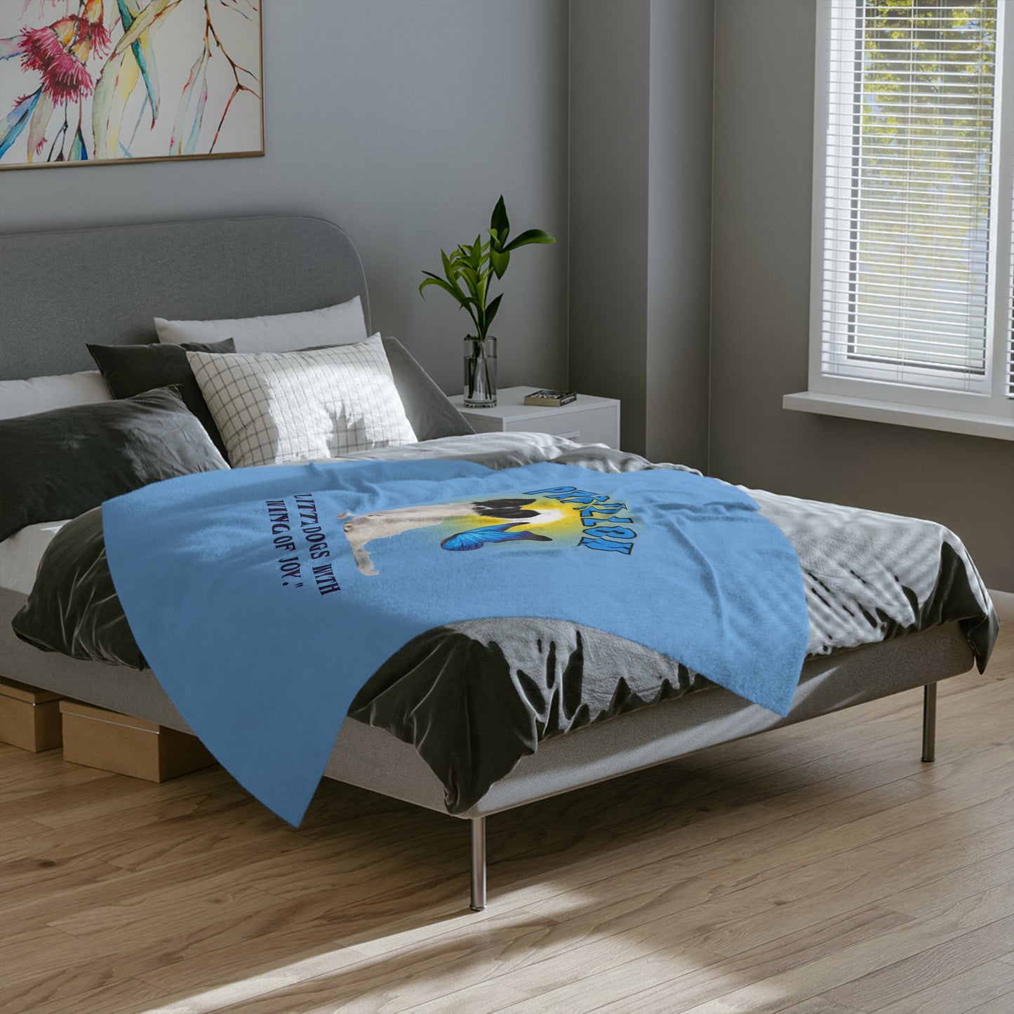 "Papillon...LIttle Dogs With Wings Of Joy." Papillon dog lovers Velveteen Microfiber Blanket (Free Shipping)
