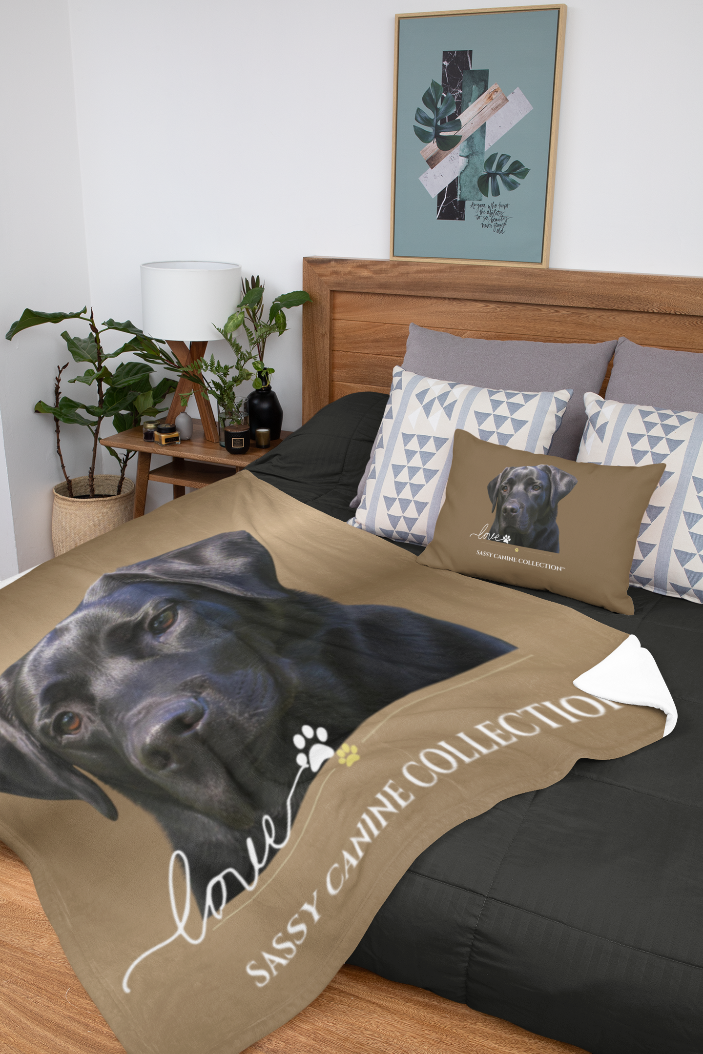 Black Labrador Love Velveteen Plush Blanket
