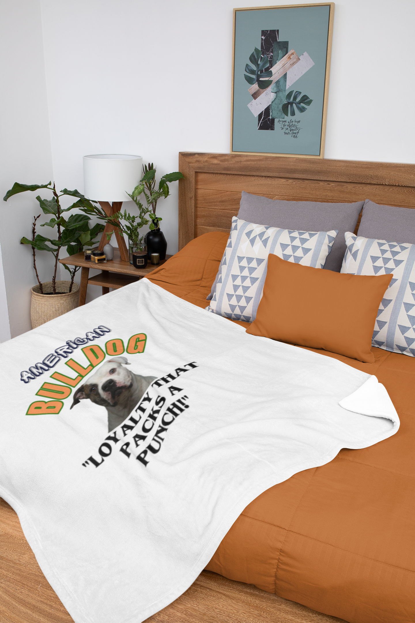"American Bulldog Lover Blanket "Loyalty That Packs A Punch!" American Bulldog Lover Velveteen Microfiber Blanket (Free Shipping)