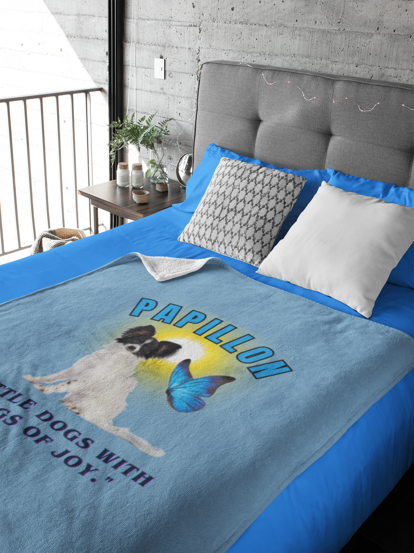 "Papillon...LIttle Dogs With Wings Of Joy." Papillon dog lovers Velveteen Microfiber Blanket (Free Shipping)