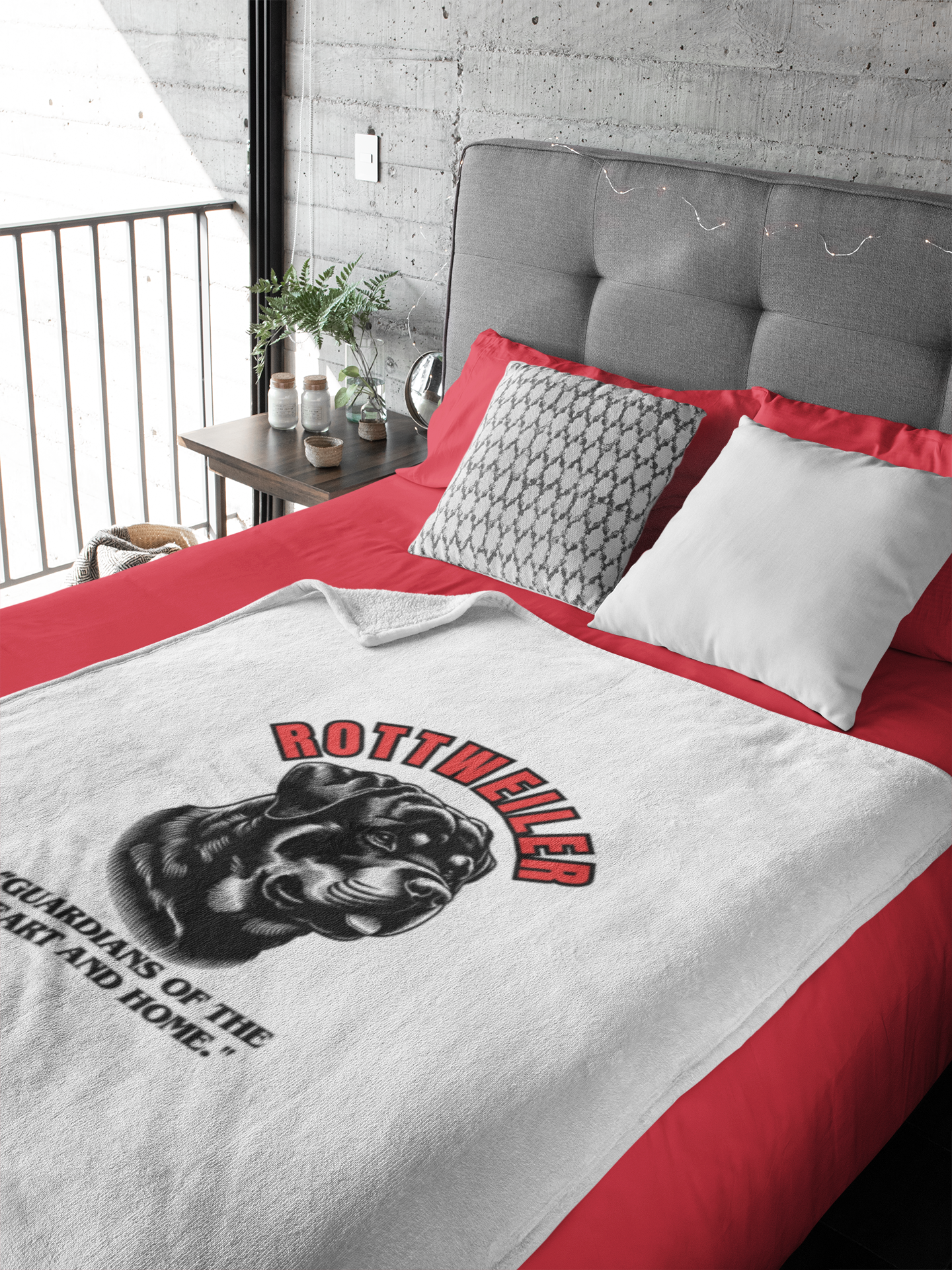 "Rottweiler.. Guardians Of The Heart And Home." Rottweiler Lover Velveteen Microfiber Blanket (Free Shipping)