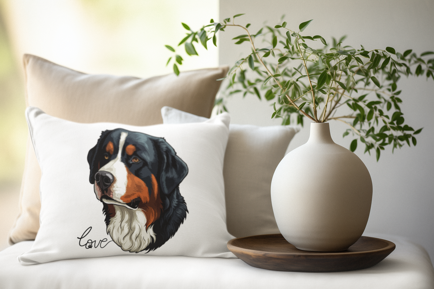 Bernese Mountain Dog Lover 20x14 Lumbar Pillow (Free Shipping)