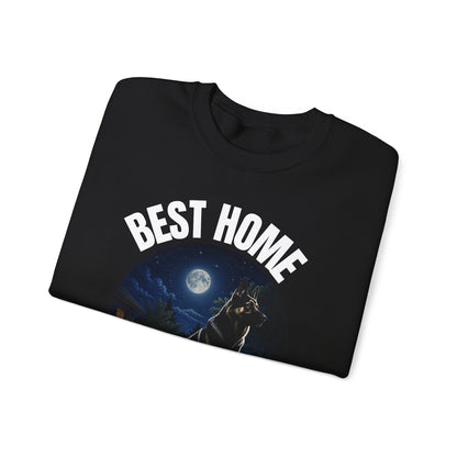 Crewneck Sweatshirt — “Best Home Security System” Dog Night Design