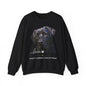 A black crewneck sweatshirt featuring a graphic print of a black Labrador Retriever's face, with the text 'Love' in script, a paw print, and 'SASSY CANINE COLLECTION' printed below.