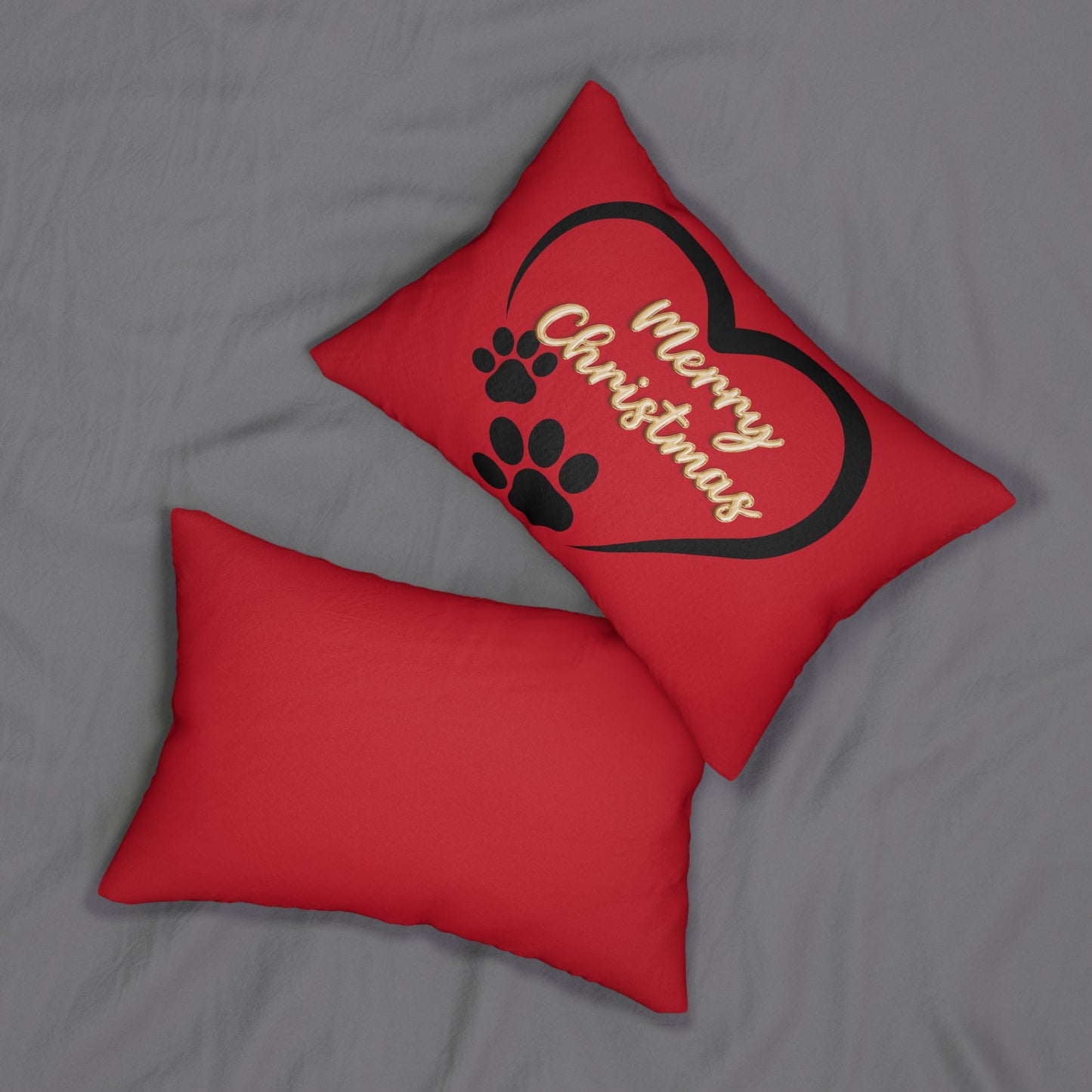 "Merry Christmas" Dog Lover Spun Polyester Lumbar Pillow