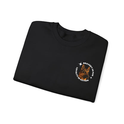German Shepherd "Bravery in Fur, Loyalty in Action" Crewneck Sweatshirt