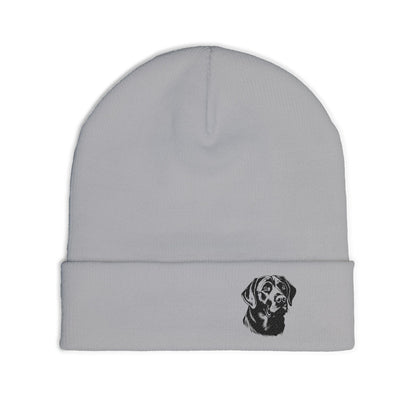 Black Labrador Retriever Embroidered Knit Beanie | Premium Winter Hat