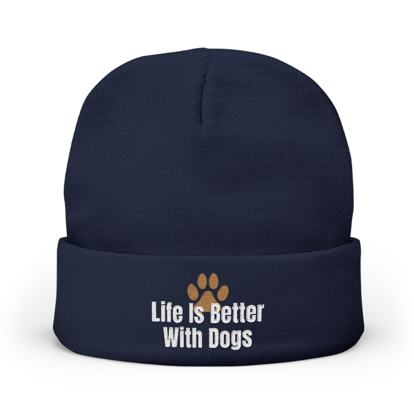 Embroidered 'Life Is Better With Dogs' Knit Beanie — Dog Lover Paw Patch