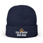 Embroidered 'Life Is Better With Dogs' Knit Beanie — Dog Lover Paw Patch