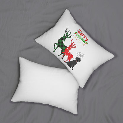 "Reindeer" Holiday Dog Lover Spun Polyester Lumbar Pillow