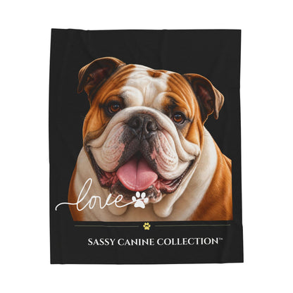 Bulldog Love Velveteen Plush Blanket