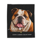 Bulldog Love Velveteen Plush Blanket
