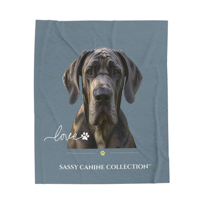 Great Dane Love Velveteen Plush Blanket