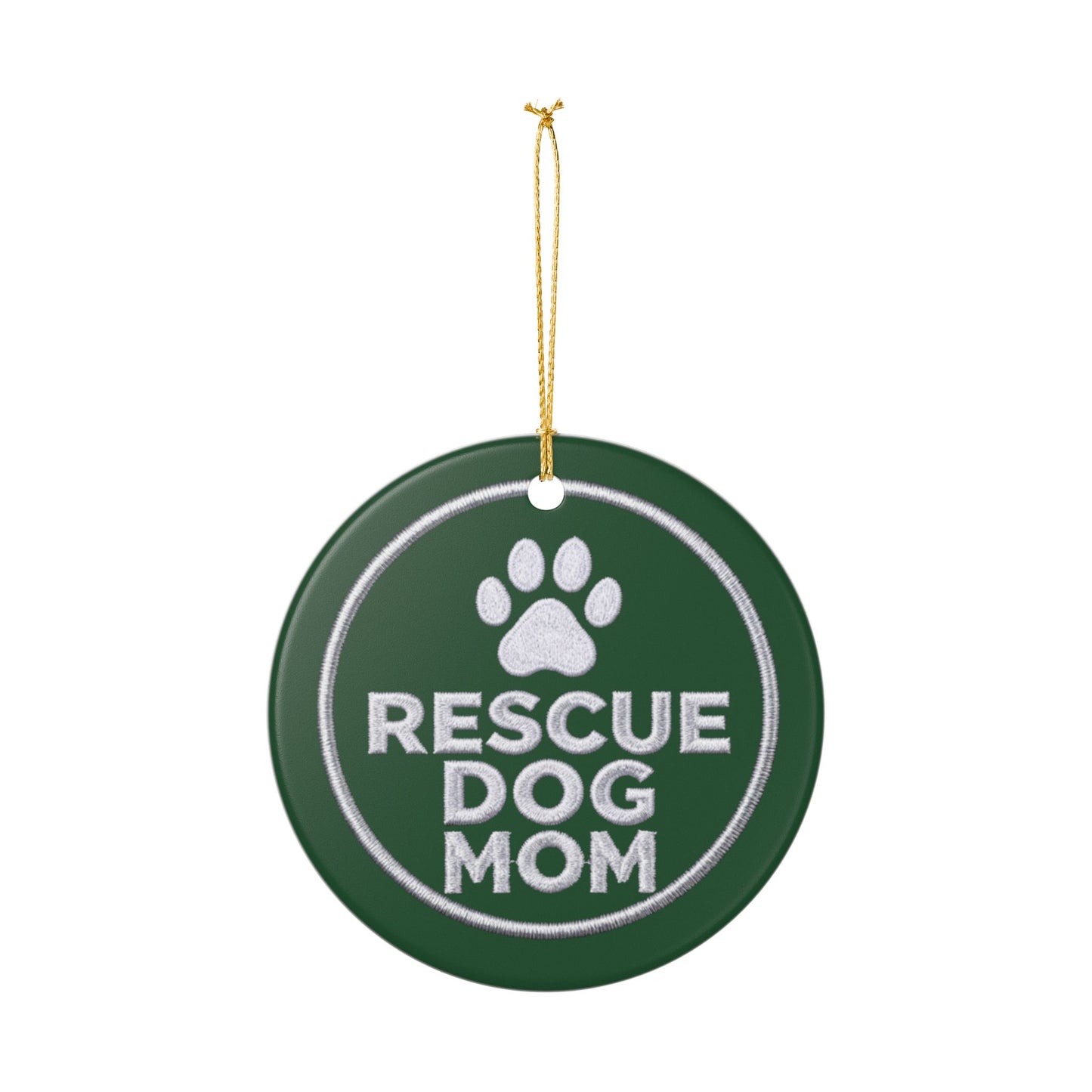 Rescue Dog Mom Ceramic Christmas Ornament