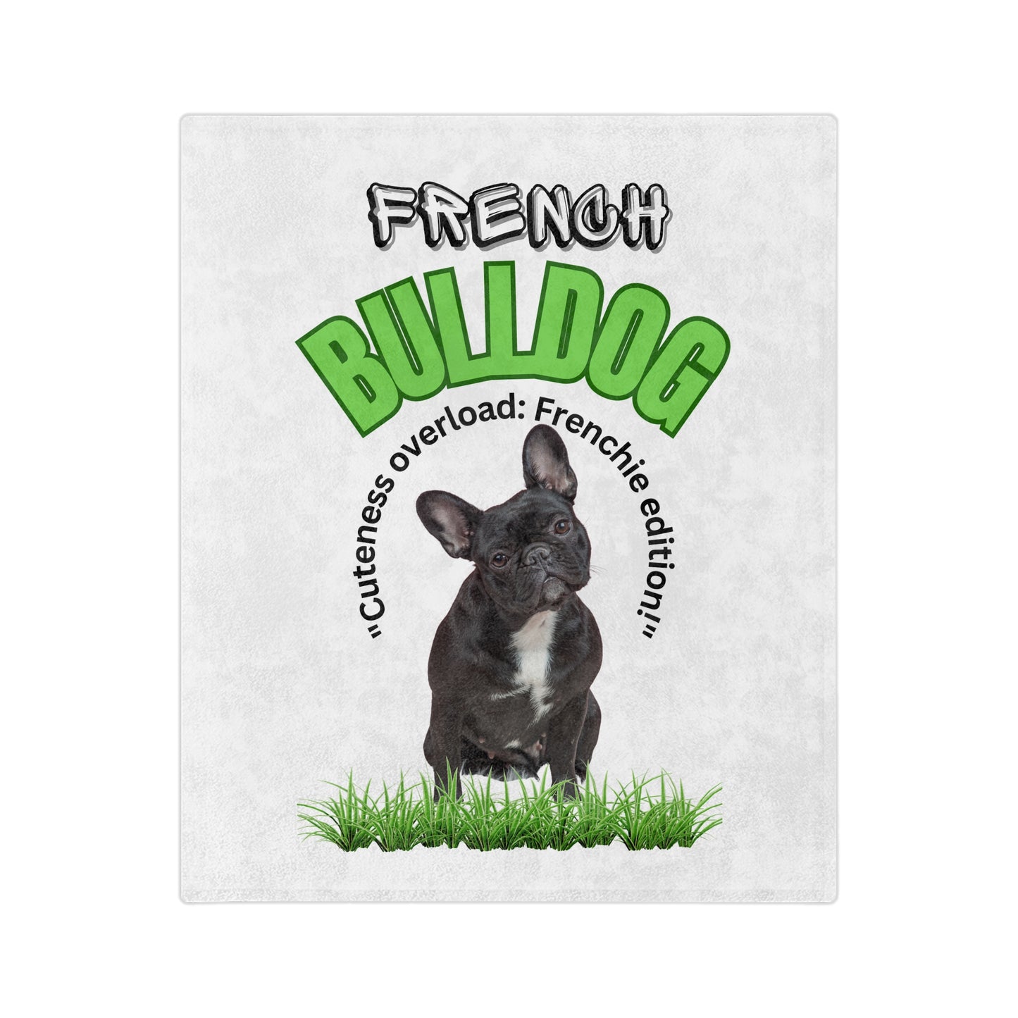 "French Bulldog Cuteness Overload: Frenchie Edition".  Velveteen Microfiber Blanket