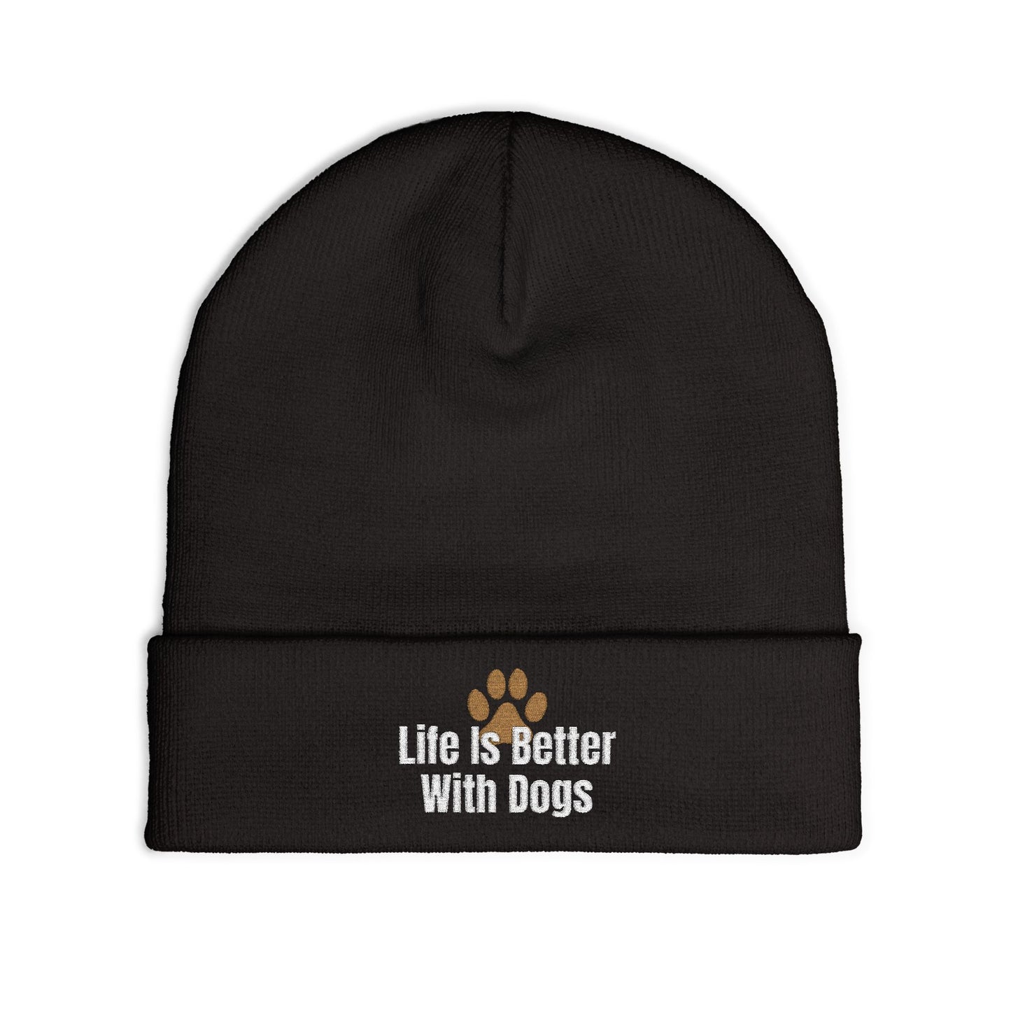 Embroidered 'Life Is Better With Dogs' Knit Beanie — Dog Lover Paw Patch