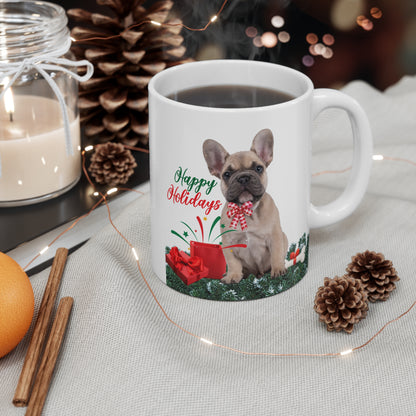 "Happy Holidays" French Bulldog Mug 11oz