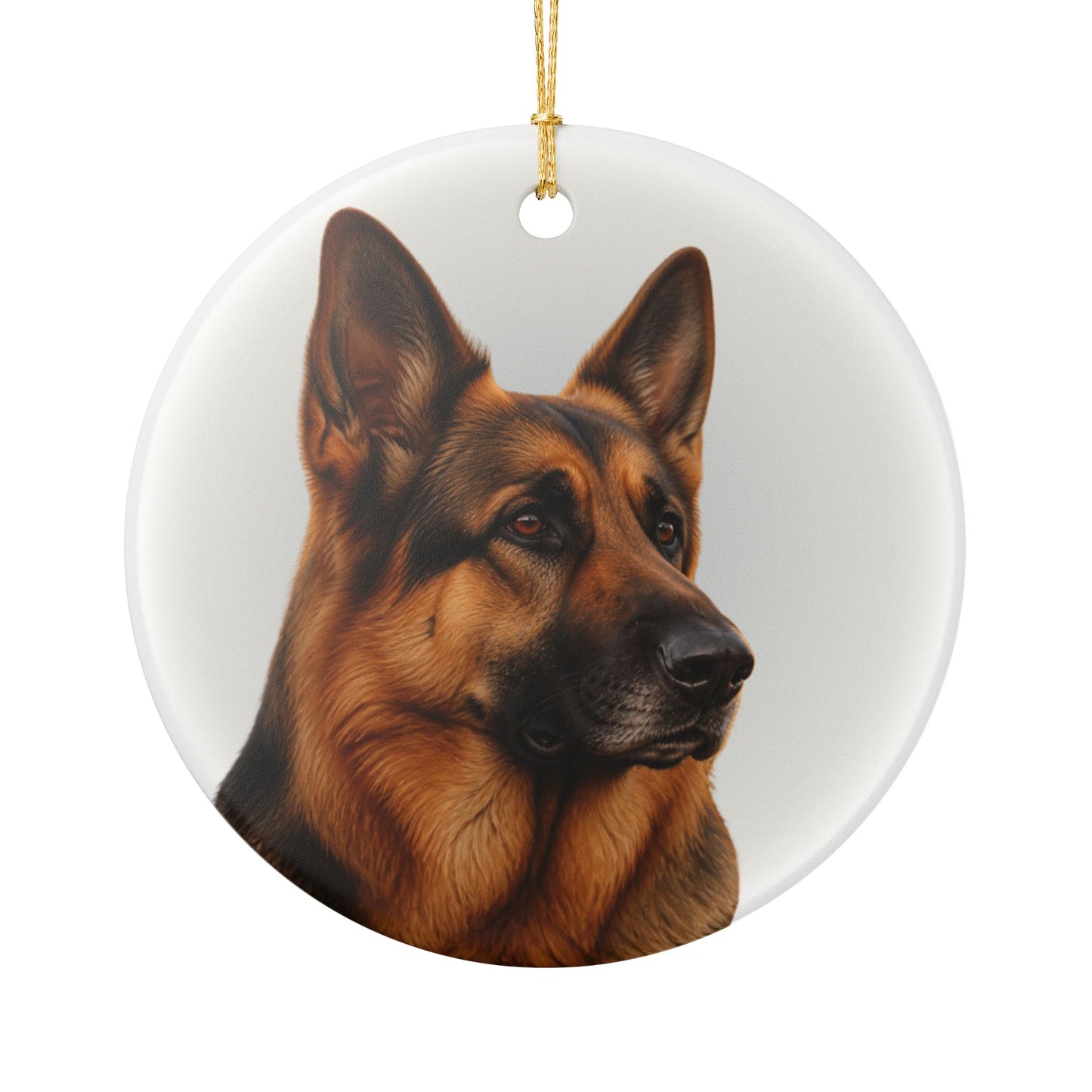 German Shepherd Portrait Ceramic Christmas Ornament