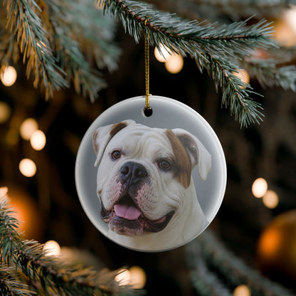 American Bulldog Portrait Ceramic Christmas Ornament