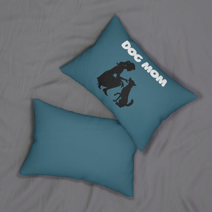 Dog Mom Lumbar Pillow – Teal Silhouette Pet Lover Accent Pillow