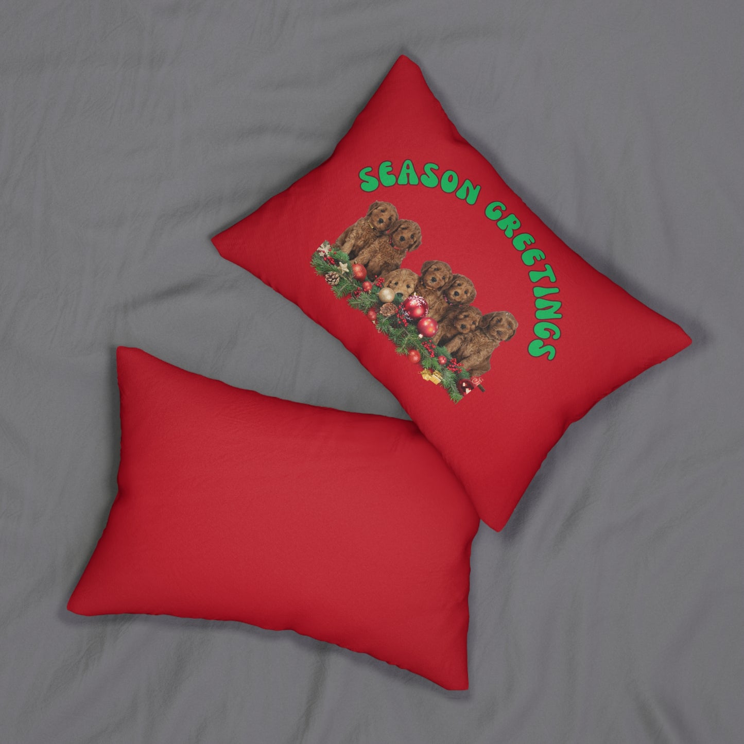 "Christmas Labradoodle Puppy Lover Pillow" Spun Polyester Lumbar Pillow
