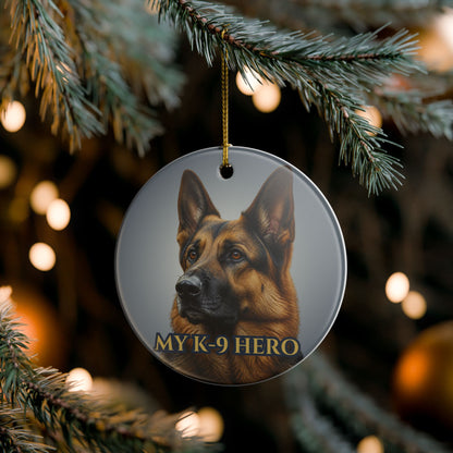 M K-9 Hero German Shepherd Ceramic Christmas Ornament