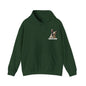 Green Hoodie with large French Bulldog Design on back and small French Bulldog on left chest