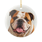 English Bulldog Portrait Ceramic Christmas Ornament