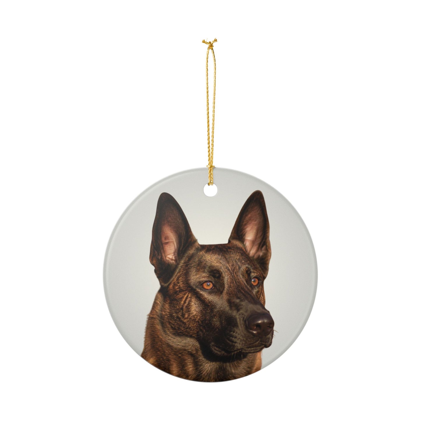 Dutch Shepherd Portrait Ceramic Christmas Ornament