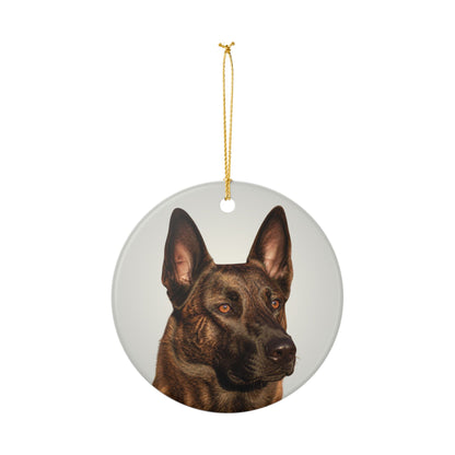Dutch Shepherd Portrait Ceramic Christmas Ornament