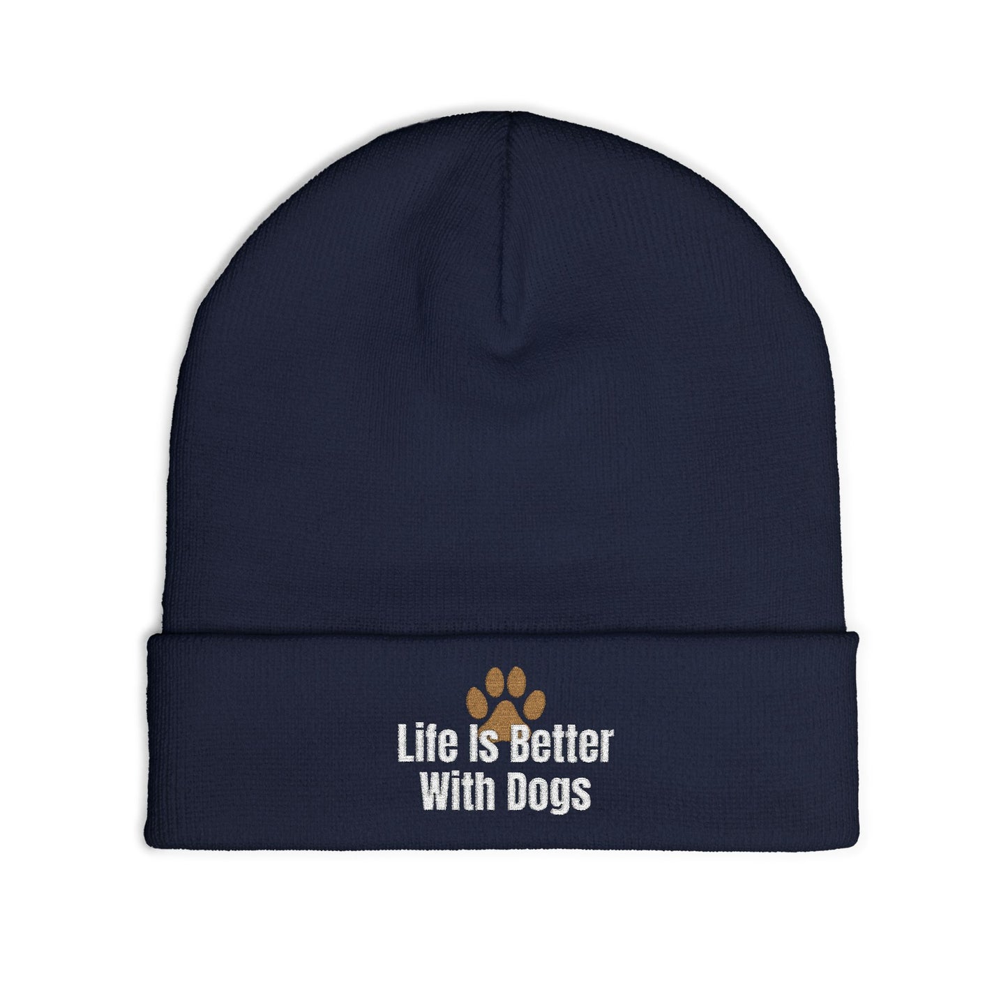 Embroidered 'Life Is Better With Dogs' Knit Beanie — Dog Lover Paw Patch