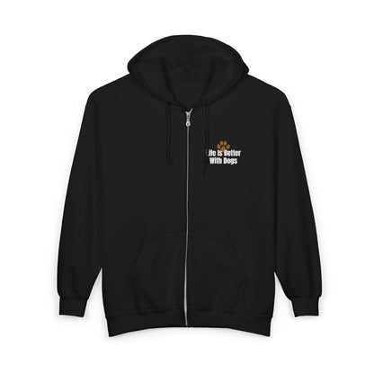 Life Is Better With Dogs Full-Zip Hoodie – Black