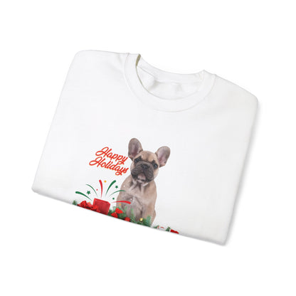 "French Bulldog Happy Holidays"  French Bulldog lover Unisex Heavy Blend™ Crewneck Sweatshirt