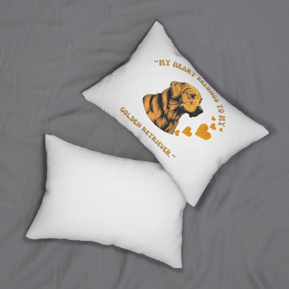 "My Heart Belongs to My Golden Retriever" Spun Polyester Lumbar Pillow