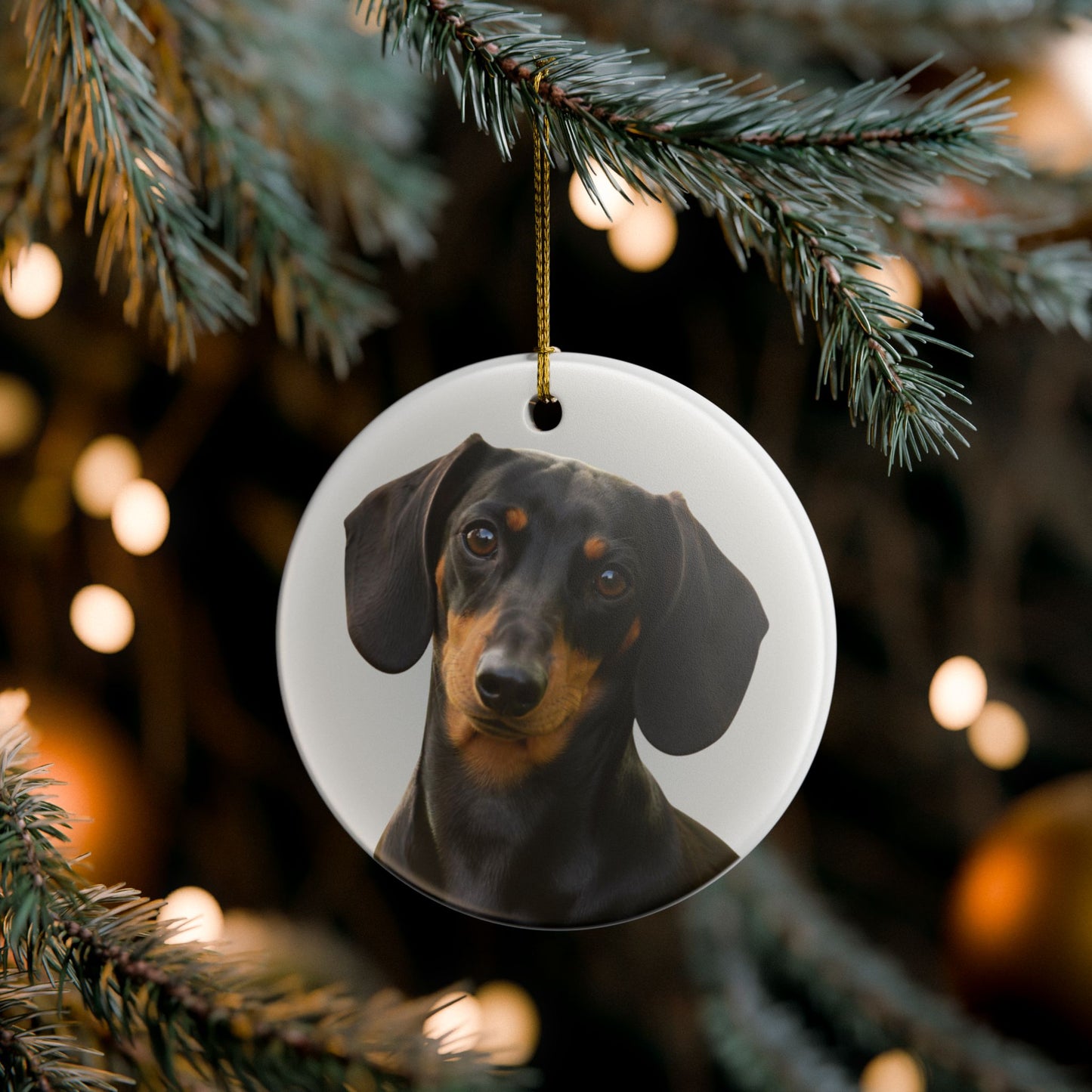 Dachshund Portrait Ceramic Christmas Ornament