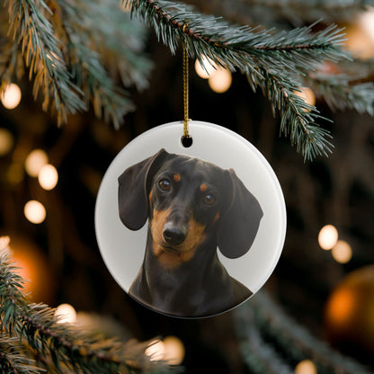 Dachshund Portrait Ceramic Christmas Ornament