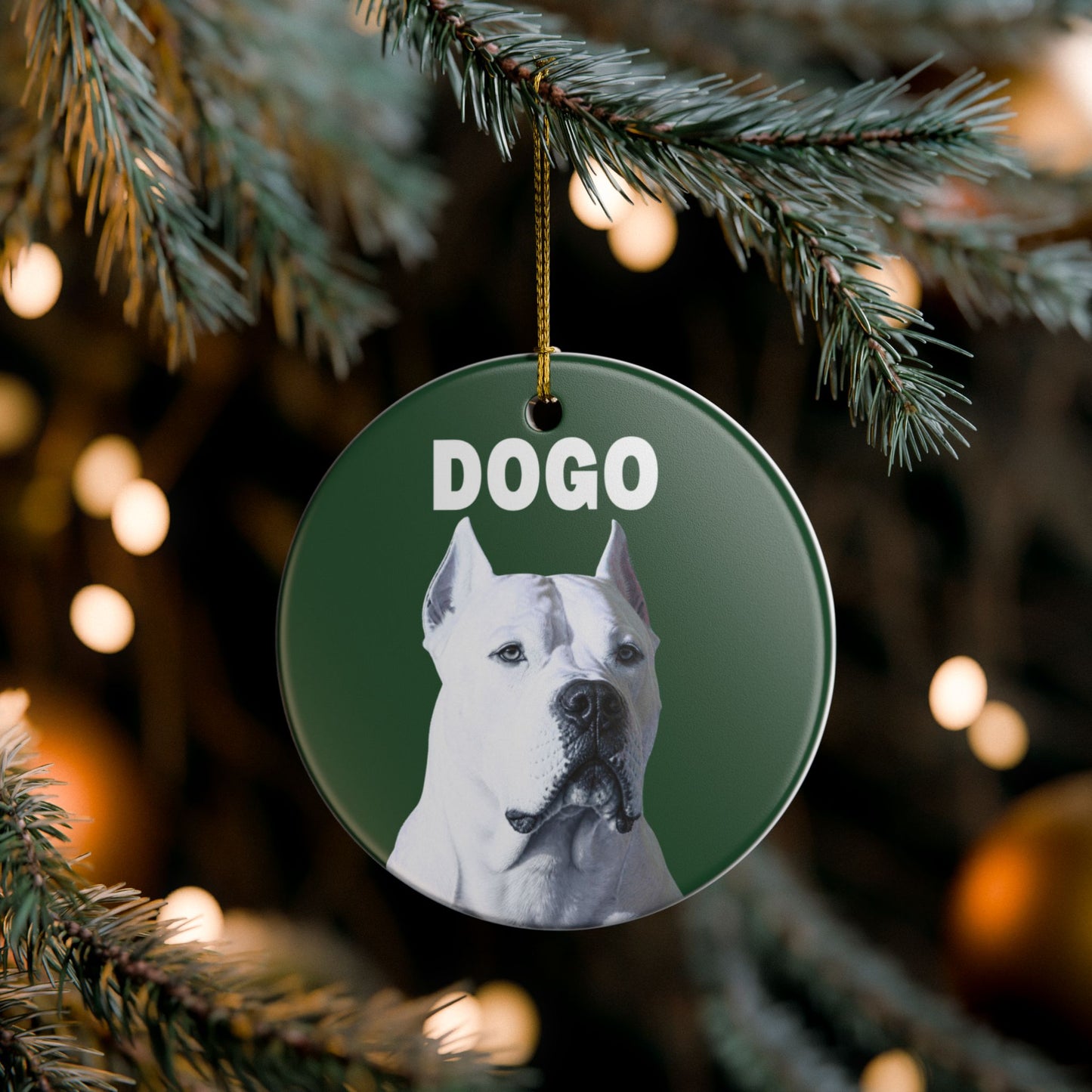 Dogo Argentino Ceramic Christmas Ornament