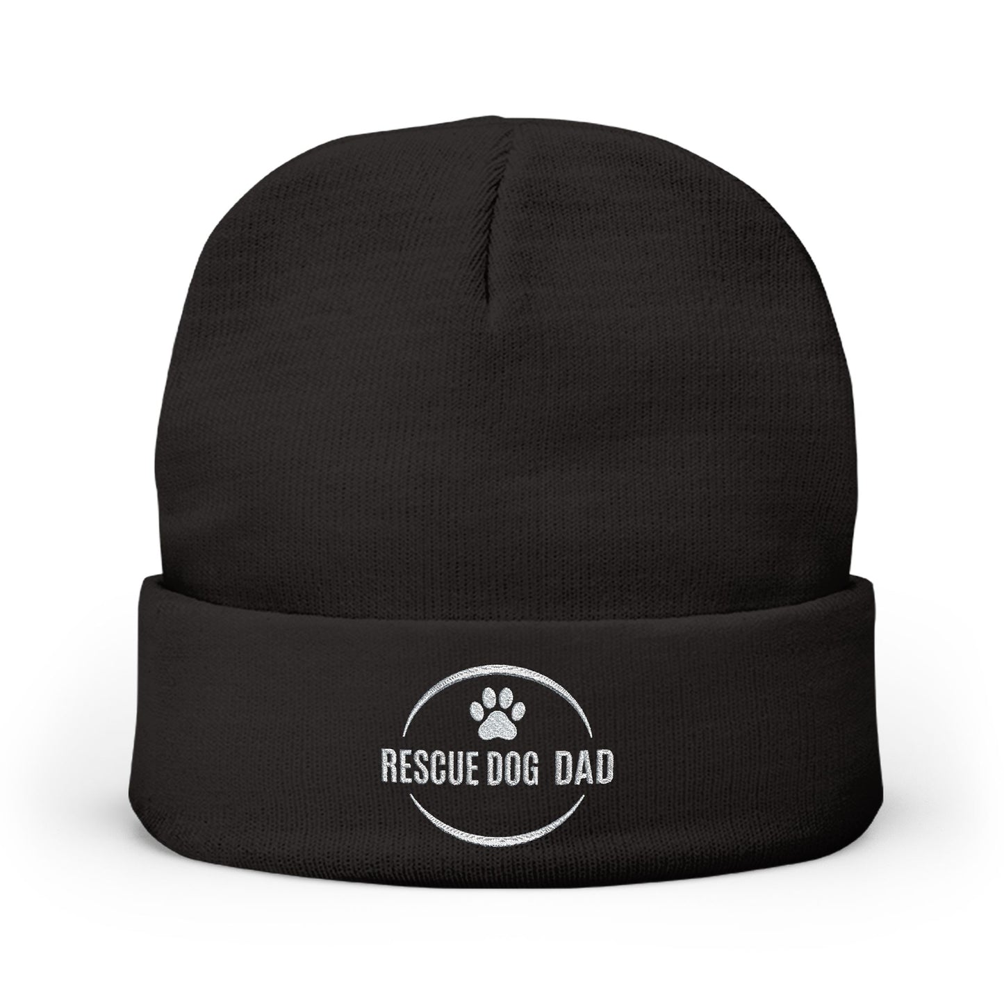 Black Beanie Rescue Dog Dad Winter Hat