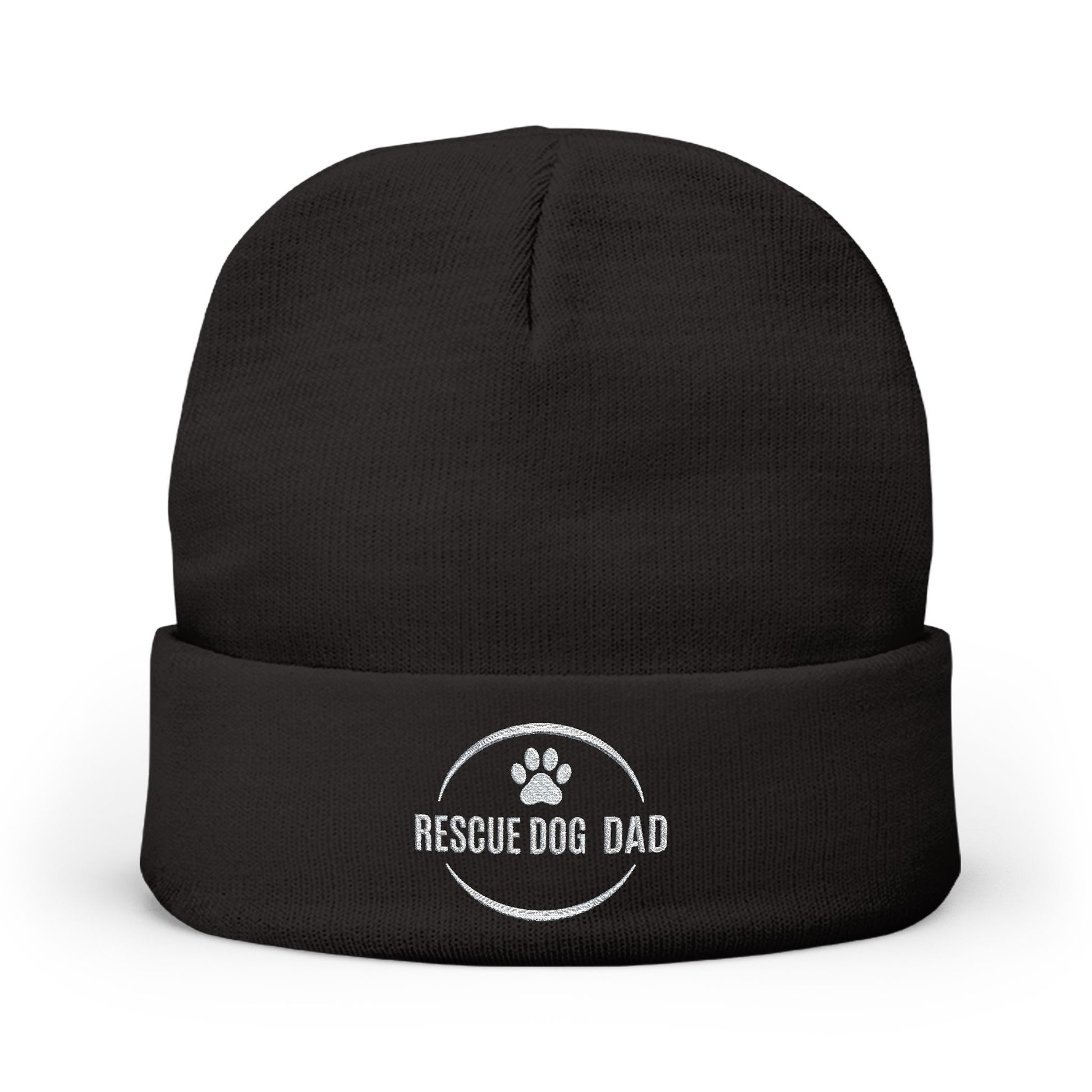 Black Beanie Rescue Dog Dad Winter Hat