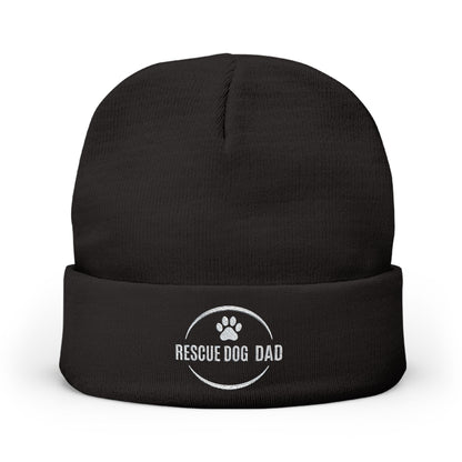 Black Beanie Rescue Dog Dad Winter Hat