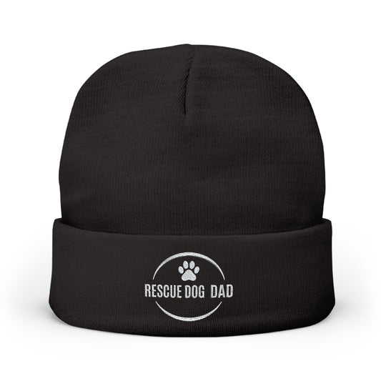 Black Beanie Rescue Dog Dad Winter Hat