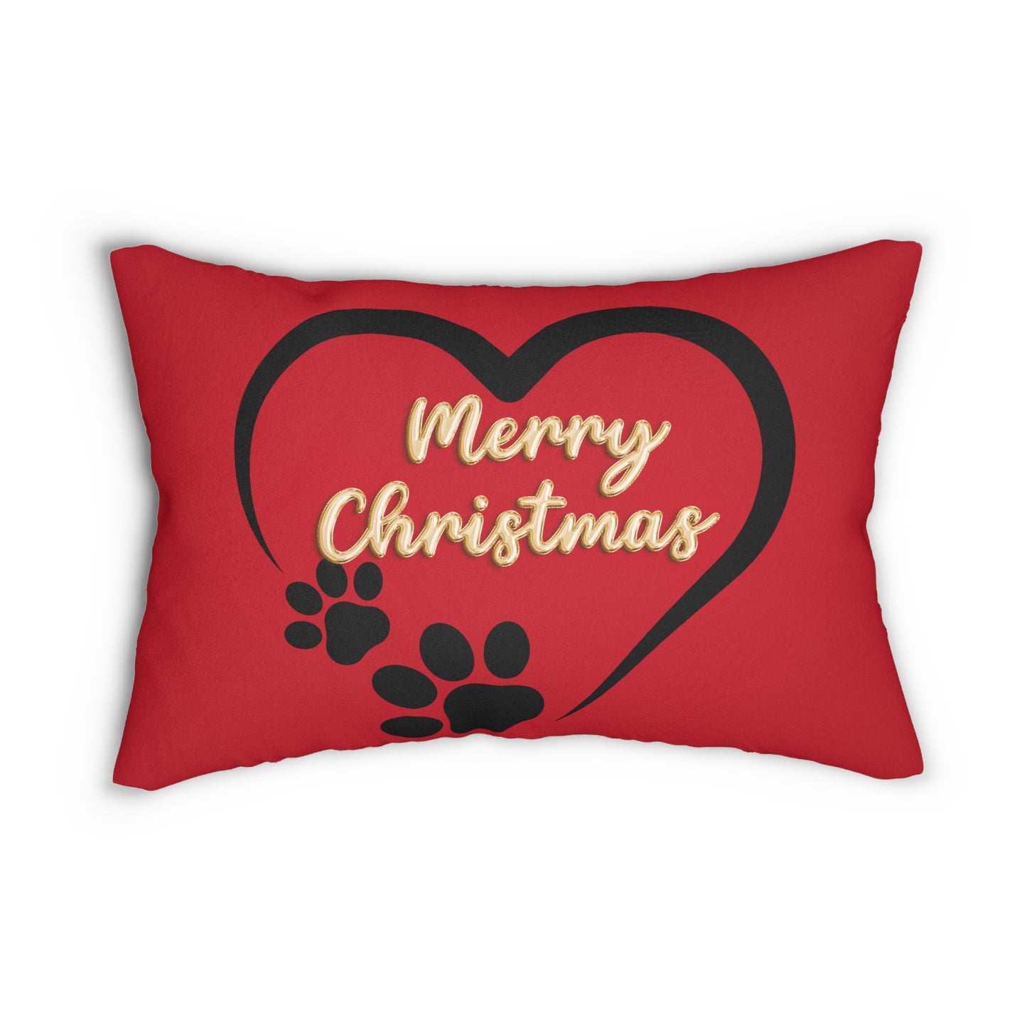 "Merry Christmas" Dog Lover Spun Polyester Lumbar Pillow