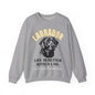 A heather gray crewneck sweatshirt featuring a graphic print of a Labrador dog and the text 'LABRADOR LIFE IS BETTER WITH A LAB.' with 'SASSY CANINE COLLECTION' printed below, shown against a plain white background.